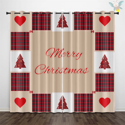 Red Blackout Curtains for Christmas, Wholesale Print Curtains/