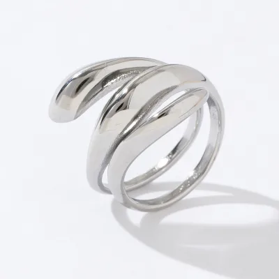 Good Quality Vintage Princess Cut Luxury Snake Shaped Silver Plated Stainless Steel Unisex Ring