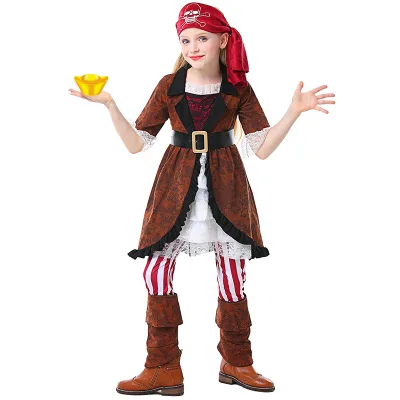 2025 new styles Halloween Cheap Casual Children's Strip Pirate Costume Kids Carnival Party Cosplay Caribbean Pirates Costumes