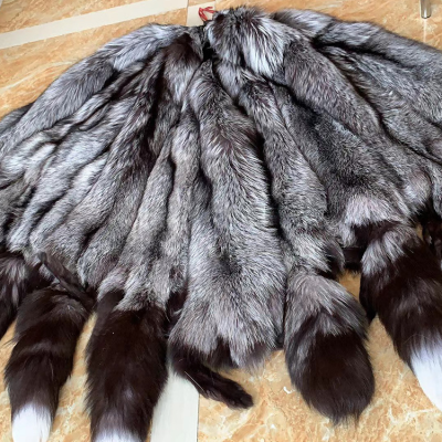 Wholesale Real Natural Color Pearl fox Fur Skin Red and Black Sliver fox Fur