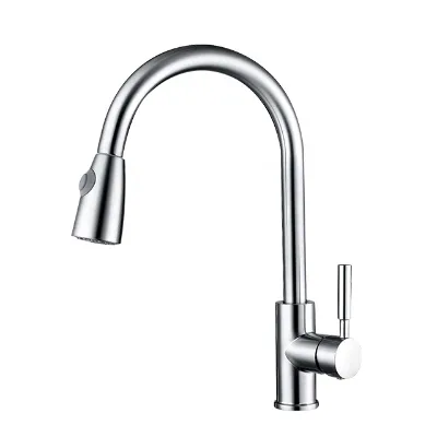 FANNISI Stainless Steel Kitchen Faucet with Sprayer Brushed Nickel -single Handle Commercial  High  Arc Pull Out Spray Head Kit