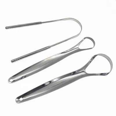 Metal Tongue Scrapper Gratte Langue Custom Logo Stainless Steel Tongue Cleaner Scraper for Adults