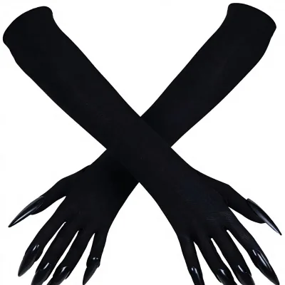 Halloween Claw Gloves Long Gloves Scary Nails Halloween Costume Accessories for Women Adults Spandex Material Party
