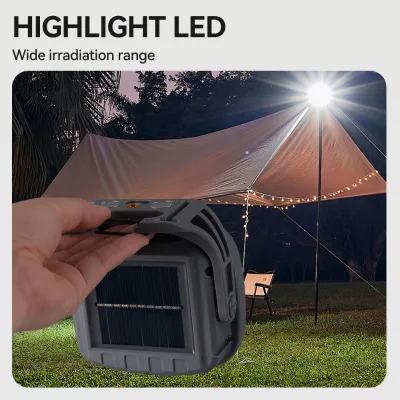 NEW 3600mAh Solar Rechargeable Camping Light Magnetic Hook Emergency Work Light 4-Level Dimmable 4 Color Modes USB Solar