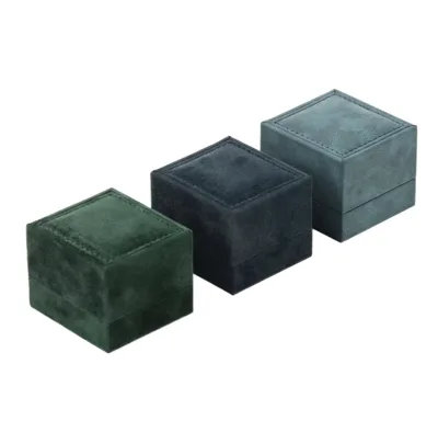 Luxury Fashionable Square Velvet Jewelry Ring Gift Box Embossed Design for Custom-Branding Thanksgiving Special Offer-in Stock