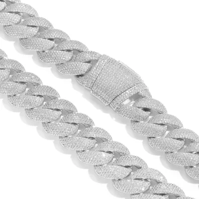Hip Hop 22mm Bubble Cuban Chain Necklace Full Zircon Necklace for Men