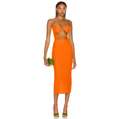 Custom Luxury  Fancy Women Clothing  Elegant Party Dress Strapless Slim Bodycon Evening Dress