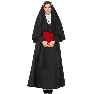 Boloparty Fancy Dress Nun Party Costume for Adult Wholesale in Hot Sale with Scarf