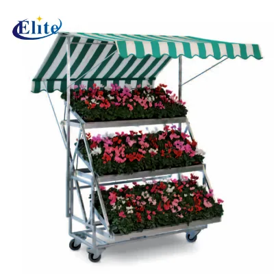 Steel Gardening Plants Flower Four-Wheel Display Trolley Carts