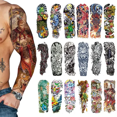 Colorful Sleeve Tattoos Stickers Arm Temporary Tattoos Watercolor Body Art Arm Tattoo for Kids Women Adult