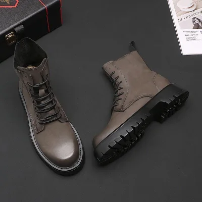 Super Soft Cowhide Boots Men's and Women's Style Ankle Boots Winter Plus Wool Warm High Top Reinforcement Boots