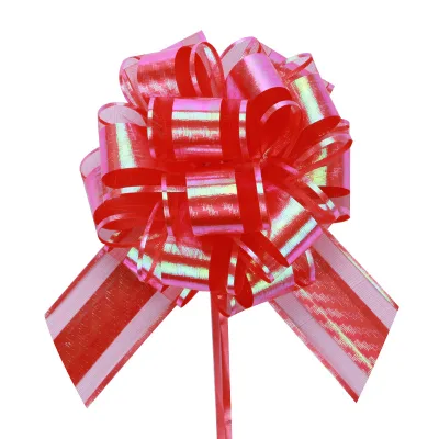 6 Inches Large Gift Bow, Colorful Laser Ribbon Decoration for Flower Bouquets and Basket, Aurora Bows for Birthday Presents,