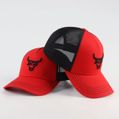 High Quality Custom 3D Embroidery Logo Factory 5 Panel Velvet Trucker Hats with Fire Mesh Brim Velour and Terry Fabric