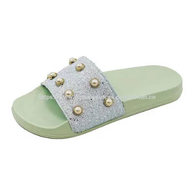 New trend fashion women slipper with fashion upper glitter and pearl decoration