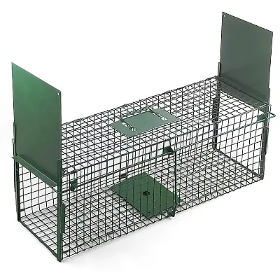 Reusable Foldable Cage Trap Large Metal Humane Live Animal Trap for Mink Cat Fox Raccoon
