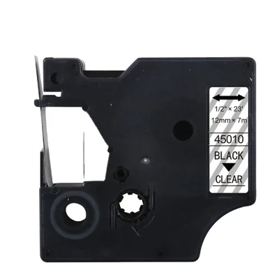 45010 Compatible for Dymo D1 12MM Tape Cartridge Label Tape for DYMO Label Printer Black on Clear