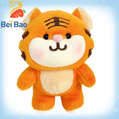 Promotional Customized Tiger Animal Stuffed Toy Hand Embroidered for Kids Chinese Brand Promotion Bulk Retail for Events