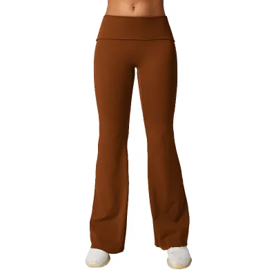 High-Waisted Bell-Bottom Pants Nude-Feeling Wide-Leg Tight Yoga Pants Casual Sports Slim Fit Fitness Yoga Leggings Pants