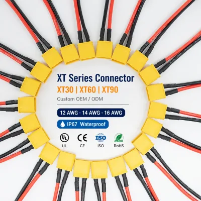 XT60 XT30 XT90 High Current Silicone Wire Harness for E-Bike RC Drone Energy Storage Solar LiPo Battery OEM Custom Wire Harness