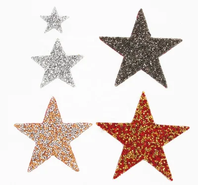 Wholesale Iron-On Five Pointed Star Rhinestone Stickers Crystal Rhinestones Patch Clothes Garments Jeans Resin Easy Apply Glue