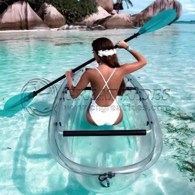Hot Sale PC Material See Through Crystal Bottom Two Persons Double Seats Clear Transparent Kayak