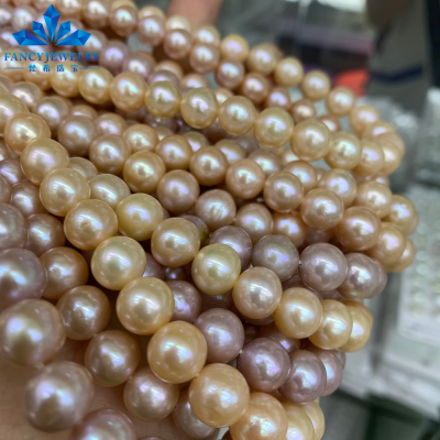 Wholesale Natural Freshwater Pearls Strand Necklace 9-10mm Purple Edison Pearls High Quality 4A Round Beads Fresh Water Pearls