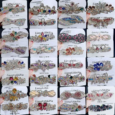 Sparkling Crystal Butterfly Spring Clip Diamond Hair Accessories Rhinestone Headdress Exquisite Hair Clip Horizontal Clip Hair