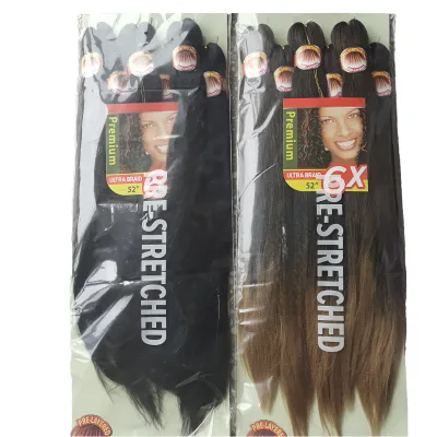 Unfold 52'' Single Weft 6X Pre-Stretched Braid Jumbo Pack Extensions Hot Water Heat Resistant Excellent Synthetic Fiber