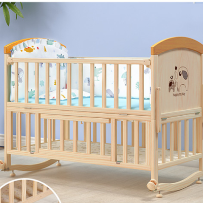 Multi-function Baby Cribs Wooden Baby Crib With Castors Baby Crib With Adjustable Bed Board