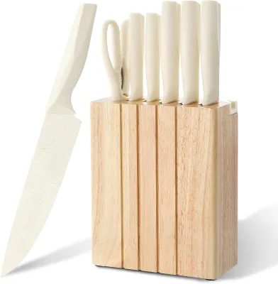 Professional Kitchen Knife Chef Set, 7 Pcs Knife Set With Block, Stainless Steel, Scratch Resistant & Rust Proof