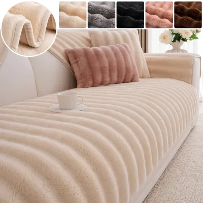 Factory Wholesale Comfort Fleece Sofa Cushion Autumn Winter Thickened Plush Seat Pad Sofa Throw Blanket