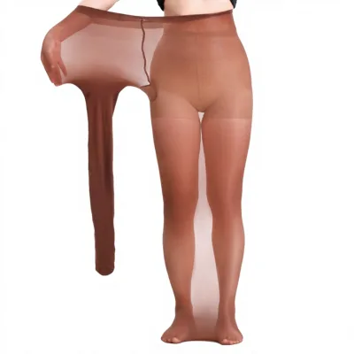 200kg Plus-Size Sexy Solid Medium Nylon Pantyhose Durable T-Crotch Brown Stockings No-Sag Bottoming Leggings Carnival Tight