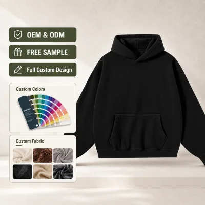Top Quality Cotton Blend Fabric Men's Hoodies Sweatshirts Pullover Tracksuits Heavyweight Custom Printing Hoodie for Men