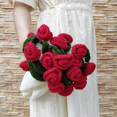 SZ1360 Rose Crochet Flower Bouquet Blanket Rose Crochet Flower Bouquet Blanket Hand Crochet Blankets for Home Decor