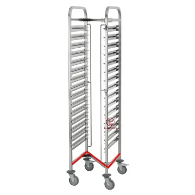 Z Shape Folding Style 15Tiers 1/1 GN Pan Bakery Tray Trolley Stainless Steel Fast Food Pan and Gn Gastro