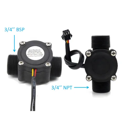 FS300A NPT / BSP 3-24VDC TURBINE HALL EFFECT WATER FLOW SENSOR 3/4'' DN 20MM WATER CONTROL PULSE METER LIQUID SENSOR RATE 2-60L