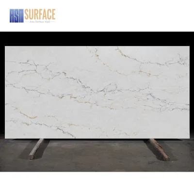 Low Silica Calacatta Jumbo Slab Size Engineered Stone Benchtop Man Made Stone Quartz Slab