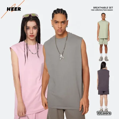Clothing Manufactures Men's Heavyweight Vest Set Oversize Style Sunburn Protection for Custom Design and Labels