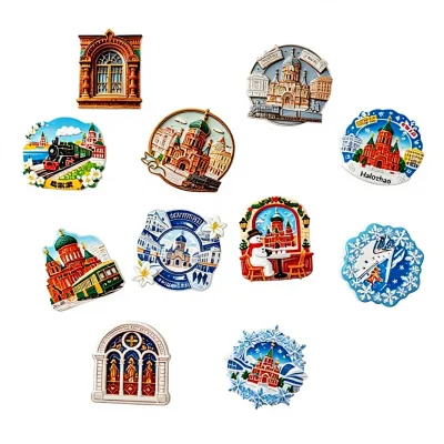 Harbin Ice City Minimalist Style Solid Color Refrigerator Magnet Cultural Creative Home Decor Travel Souvenir Resin Magnetic