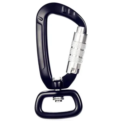 25mm Bottom Ring Size Custom Engrave Logo 7075 Black Anodized Aluminum Swivel Carabiners