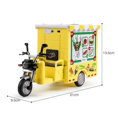 Alloy Tricycle Simulation 1:10 Model Backforce Sound and Light Boys and Girls Toy Car Children Toy Takeaway Car