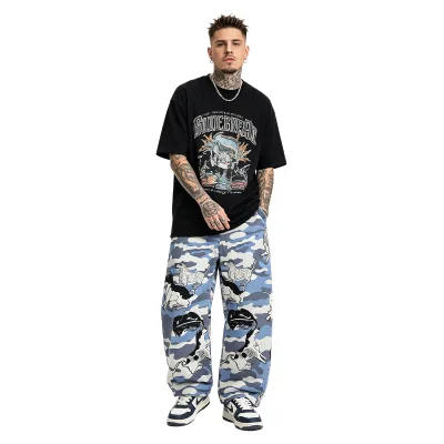 Street Style Xiang Dog Camouflage Cargo Washed Y2K Hiking Running Men's Pants Women Casual Track