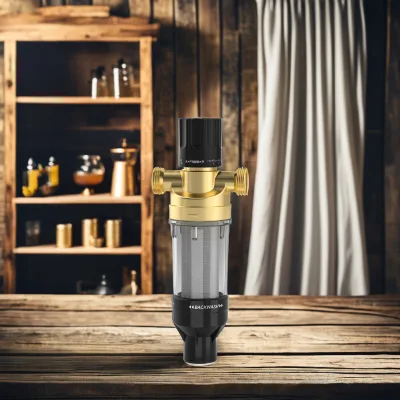 Home Water Filter House Round Flat 316 Stainless Steel Spin Down Sediment Filter Auto Flush 1 Inch Water Inlet/Out Pre Filter