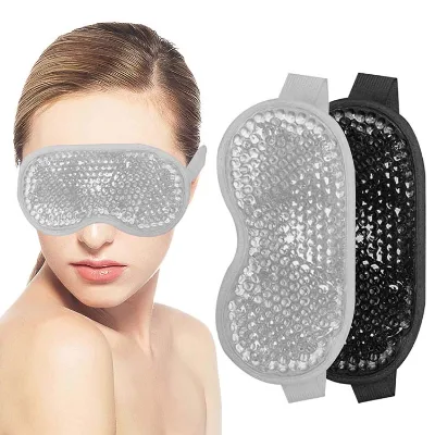 Custom Facial Relaxing Gel Bead Silk Eye Mask with Cooling Gel Hot Cold Gel Eye Mask Bead Eye Mask