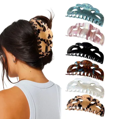 BELLEWORLD Custom Logo Hot Sale Hollow Cloud Acetate Hair Claw Clip Strong Grip Marble Irides Hair Clip Women Hair Accessories