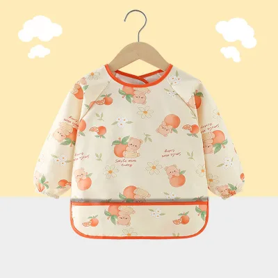 Oem/Odm High Quality Baby Clothes Bibs Long Sleeves Reusable Polyester Custom Label Waterproof Baby Bibs for Kid