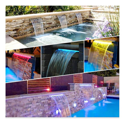 garden wall waterfall fountain outdoor indoor pool waterfall with LED lights artificial waterfall