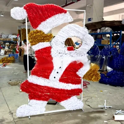 Outdoor 3D Photo Frame Santa Claus Christmas LED Lights IP65 Waterproof Landscape Decoration