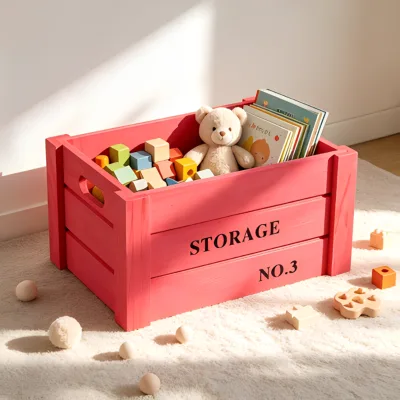 Wooden Packing Gift Craft Product Vintage Solid Wooden Customized Toy Storage Box Vegetable Fruit Shipping Crate
