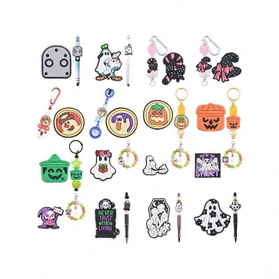 New Design Halloween Focal Beads for Pen Making Cartoon Silicone Focal Beads Ghost Focal Beads for Kids Gift